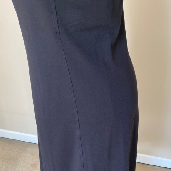 Peruvian Connection Black Midi Sheath Dress Medium 100% Pima Cotton Minimalist - Picture 4 of 9